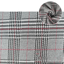 Classic checkered houndstooth brocade fabric polyester plain jacquard poly spandex fabric price per meter
